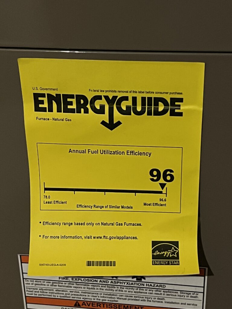 Yellow EnergyGuide Tag for Air Conditioners